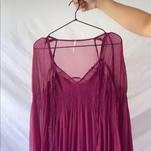 Free people raspberry gauzy mini dress